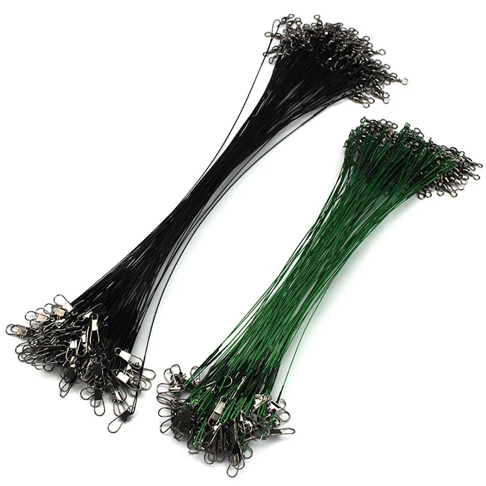 

20pcs 15/20/25/30cm Stainless Steel Wire Leader Fishing Leash With Swivel 50LB Anti-bite Line Leadcore For Lure Accessories Pike