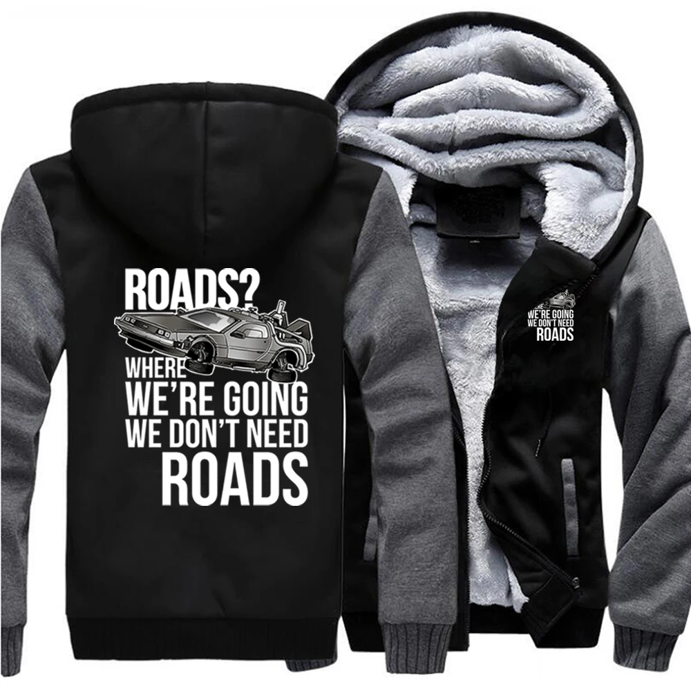 

Back To The Future Martt And Fusion Powered Car Coat Hoodie Street Jackets Winter Warm Thick Hoodie Top Men Gray Sweatshirt