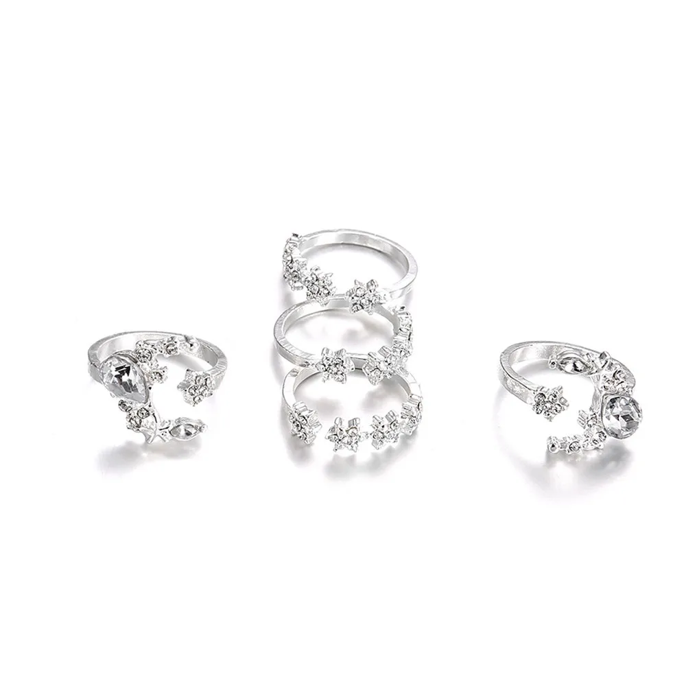 

#40 5 Rings Set New Bohemian Vintage Women Ring Alloy Star Moon Shape Finger Punk Ring Gift Popular Magnificent Jewelries