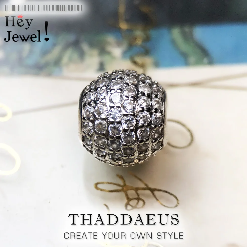 

Beads White Pave,2018 Brand 925 Sterling Silver & CZ Pave Beads Fits Bracelet Europe Jewelry Accessories Gift For Women & Men