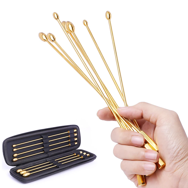 

Gold Urethral Catheter Set Male Metal Urethral Dilator Penis Plug Horse Eye Stimulation Sounding Masturbator Sex Toys for Men