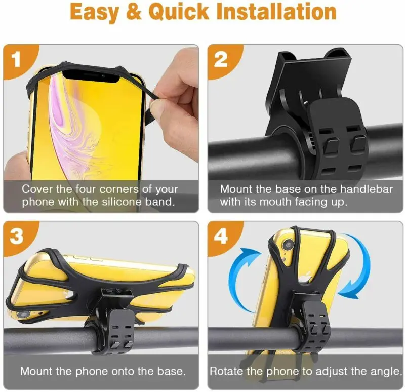 

Silicone Detachable 360 Cell Phone Mount Holder For Bicycle Motorcycle MTB Bike