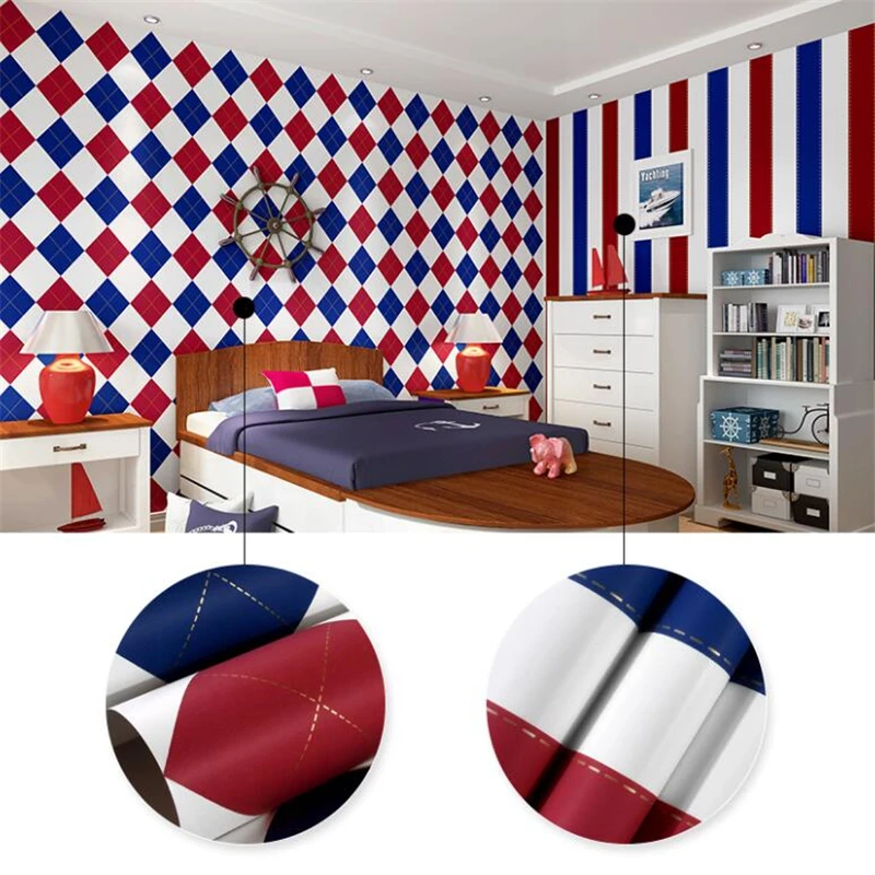 Обои для гостиной спальни фоновая стена в британском стиле красные и белые синие