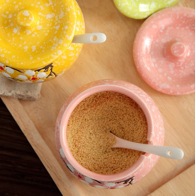 Керамическая солонка в японском стиле с ложкой