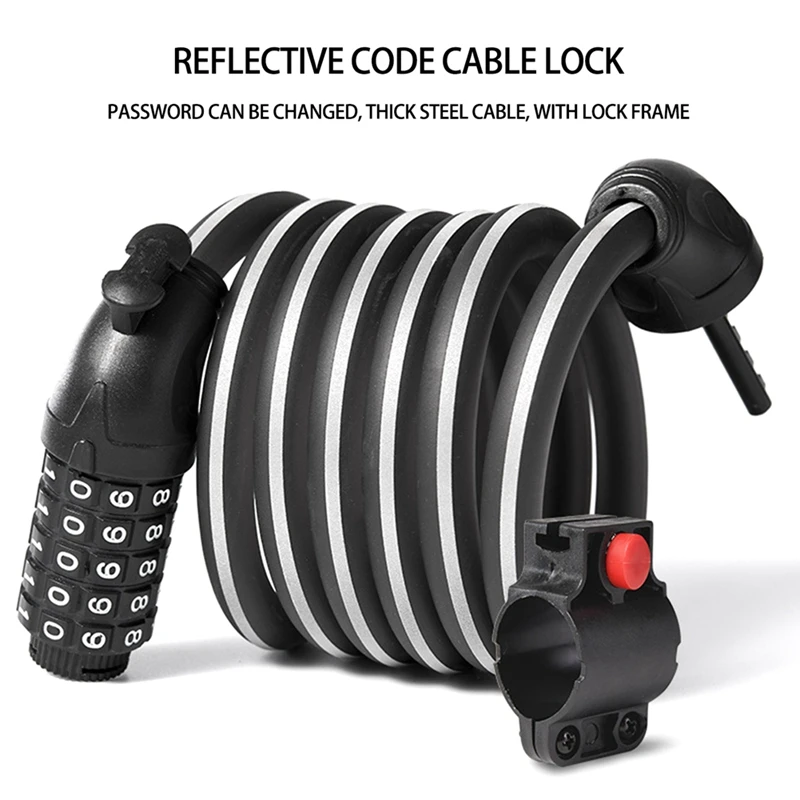 

Bike Lock 5 Digit Code Combination Bicycle Security Lock Steel Cable Spiral Bike Cycling Bicycle Lock