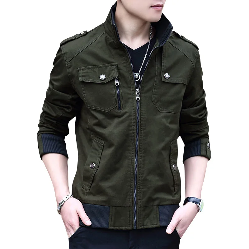

New men's Winter Youth Plush clothes men's autumn and winter cotton clothes work clothes pilot's army green loose coat