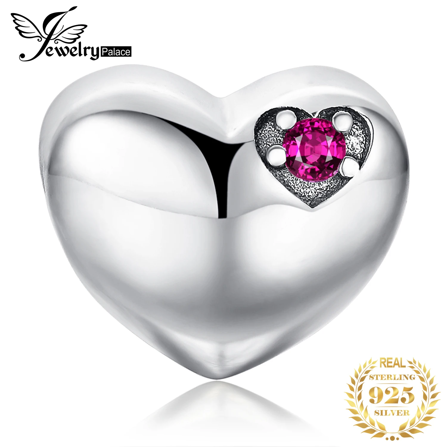 JewelryPalace навсегда нами СОЗДАН Ruby 925 пробы Серебряное сердце Шарм бисер
