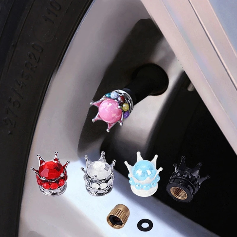 

Handmade Rhinestone Air Cover Wheel Tire-Valve Stem Attractive for t.u.k. T3EF