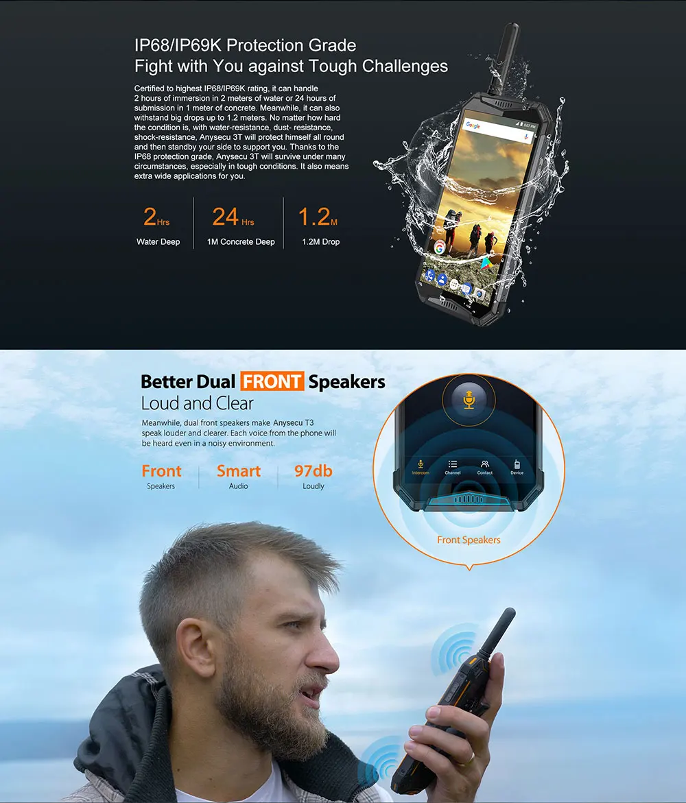 Чехол-накладка Ulefone 3T IP68 Водонепроницаемый NFC мобильный телефон Android 8,1 21MP helio P23 Octa Core 10300 мАч Zello PTT иди и болтай Walkie Talkie “иди и смартфона
