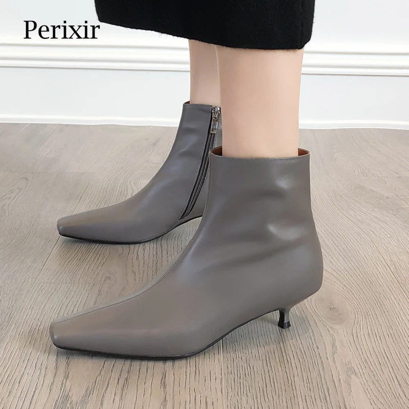 Новинка Сезон весна-осень Женские ботильоны из натуральной кожи на молнии