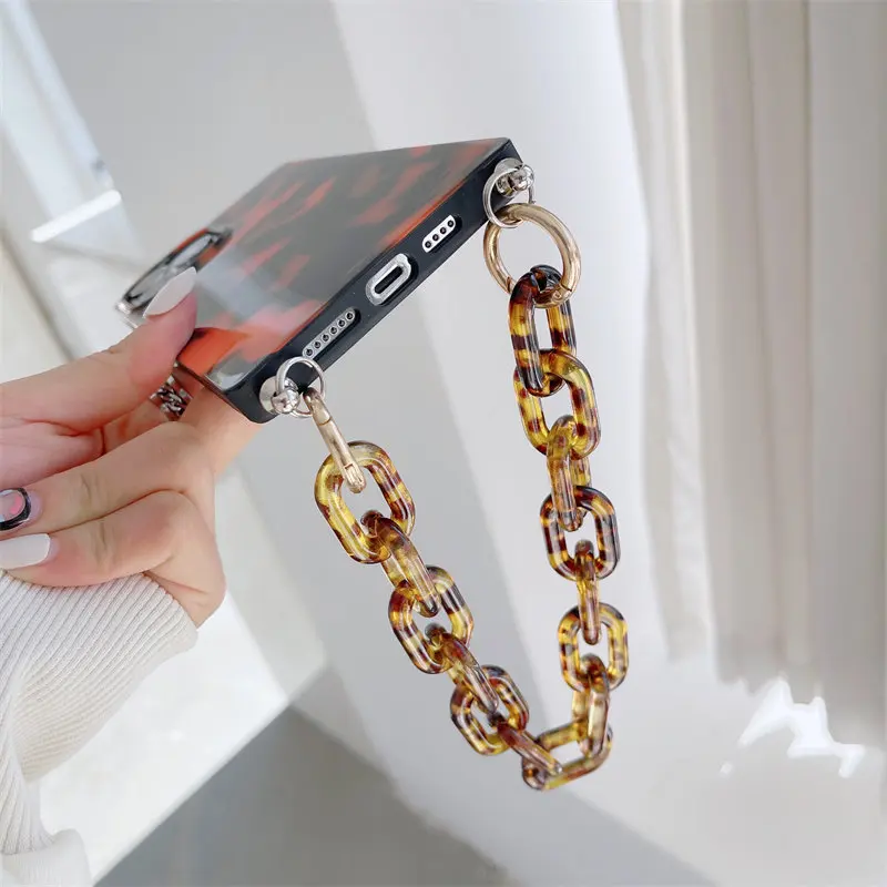 Винтажный чехол для телефона с янтарным леопардом и браслетом кристаллами iphone 13