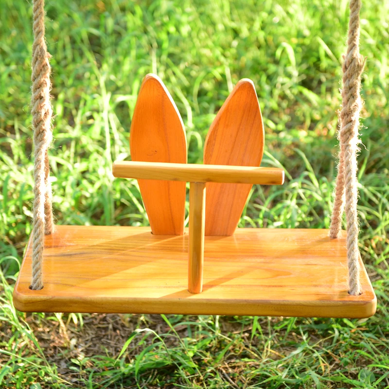 Подвесная пеньковая веревка из массива дерева для украшения двоих детей