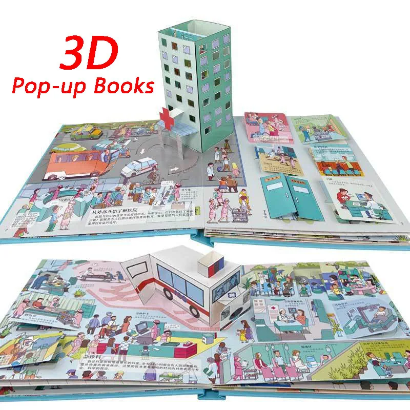 3D перекидные книги, Детская энциклопедия, история От 3 до 12 лет, просвещение, трехмерные Детские чтения, Детские комиксы Kawaii Libros