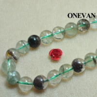onevan natural green crystal crackle phantom ghost beads round stone bracelet necklace jewelry making diy accessories design