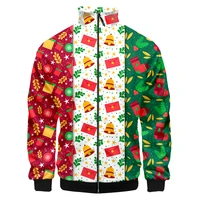 ujwi new stand collar jacket novelty 3d printed cartoon bell gift box casual coat suitable autumnwinter zipper streetwear 5xl