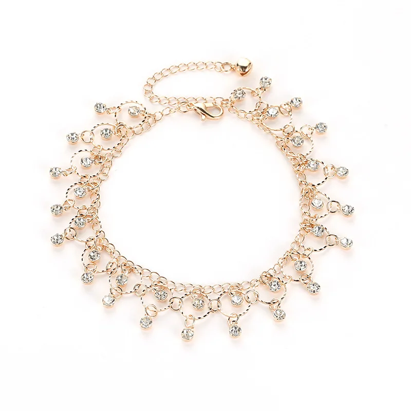 

Beach Anklet Rhinestone Tassel Foot Leg Bracelet Women's Fashion Jewelry Vintage Yoga Ankle Bracelet Chain Barefoot Sandals