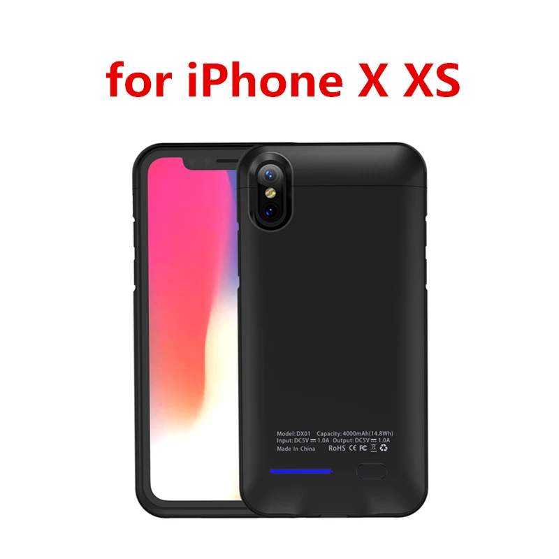 For iPhone X XS Для iPhone 7 8 5 SE 5S чехол для зарядного устройства 4000 мАч запасной внешний аккумулятор чехол для зарядки для iPhone X 6 6s 11 Pro Max чехол для аккумулятора - Цвет: For iPhone X XS