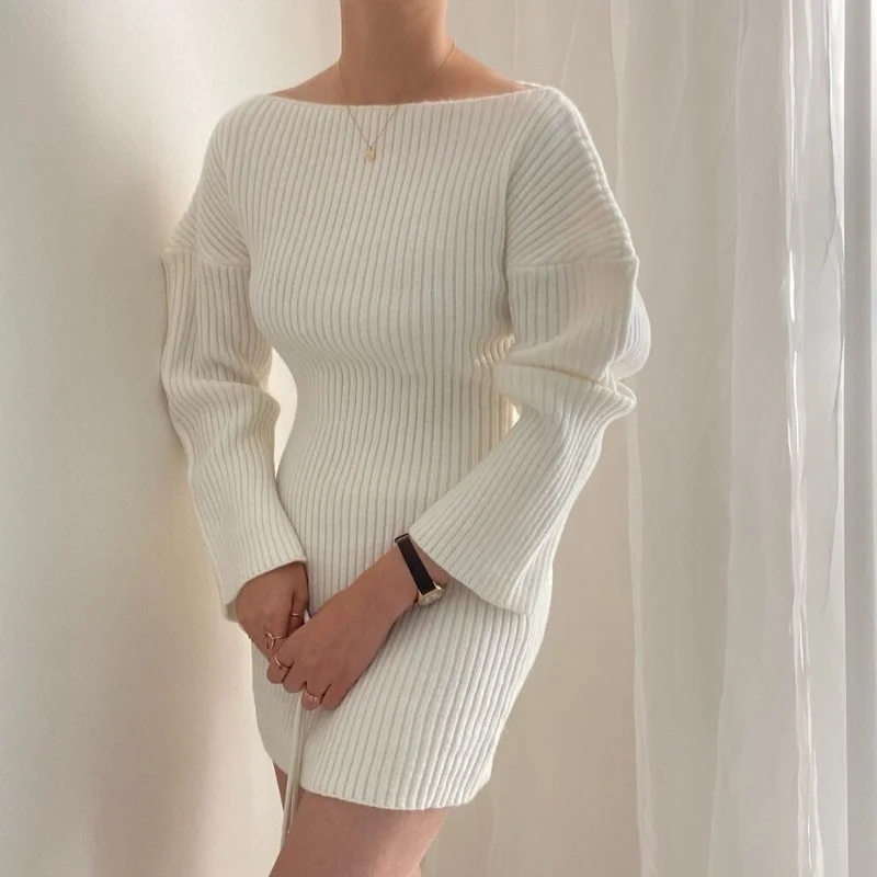 Женская юбка с длинным рукавом трикотажное платье в Корейском стиле | одежда