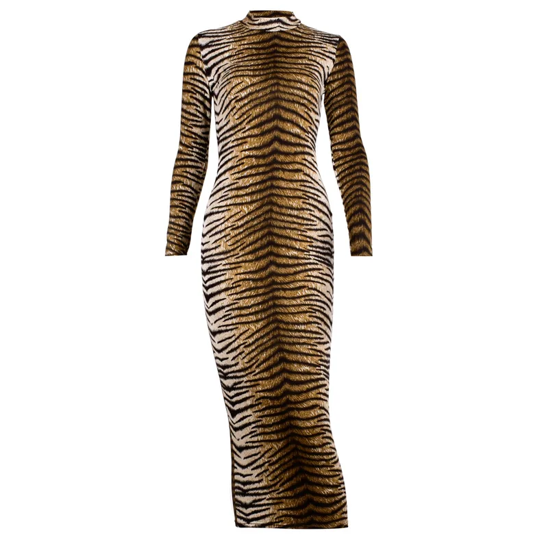 

2021 new long-sleeved printed dress long skirt dress