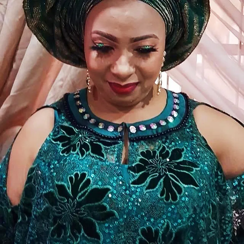 

Nigerian Lace Fabric 2021 5yards Sequins Velvet Lace Fabric Embroidered Tulle African Velvet Lace Fabric