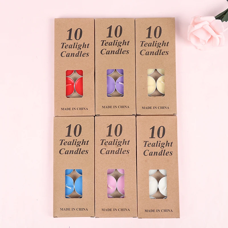 

10 Pieces/Set Romantic Aromatherapy Tea Wax Candle Birthday Wedding Party Candle Candlelight Color Candle