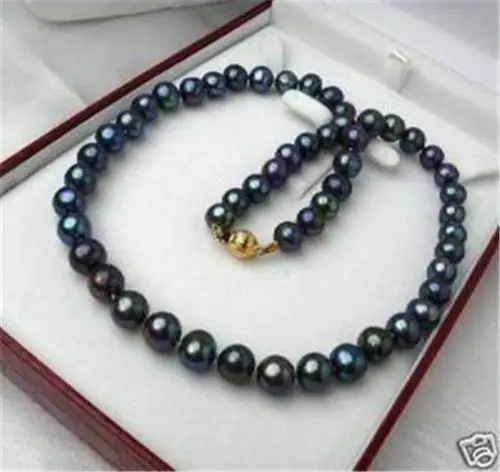 

NATURAL 9-10 MM SOUTH SEA BLACK PEARL NECKLACE 18"