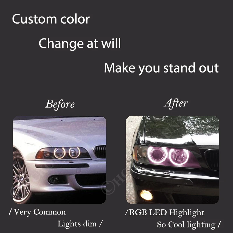 Для BMW 5 серии E39 с лицевой подсветкой 525i 530i 540i 2001-2003 E87 E65 E83 E60 63 RGB светодиодная фара