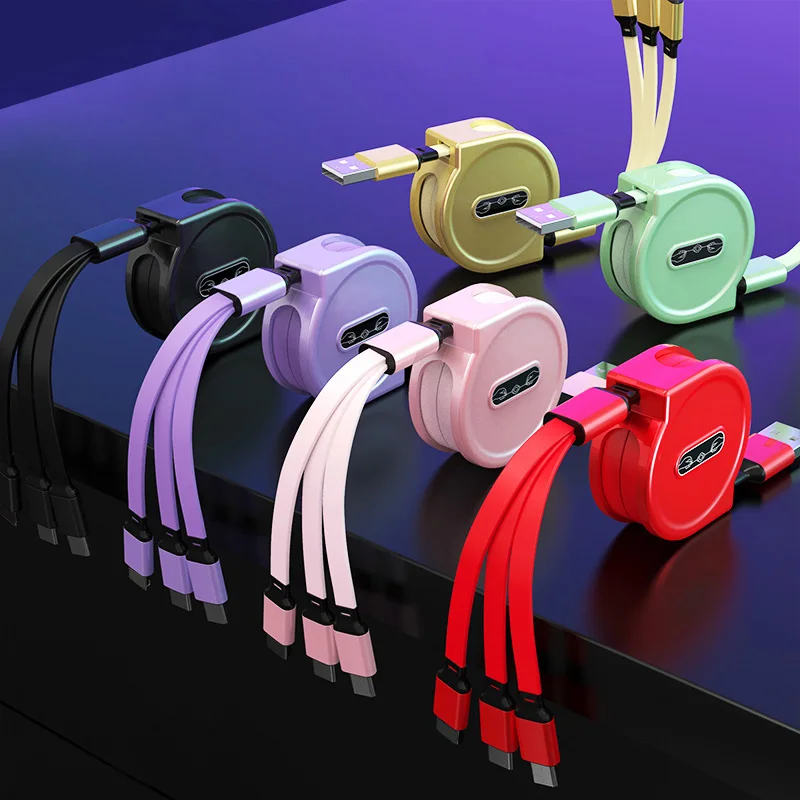 3 в 1 USB Type-C зарядный кабель для Xiaomi Samsung Android Micro USB-кабель выдвижной портативный
