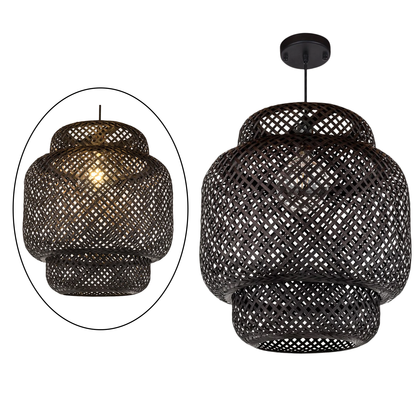 

Rattan Wicker Lamp Shade Retro Decor Light Shade for Table Lamp Modern Handmade Woven Floor Light Cover for Bedroom Living Room