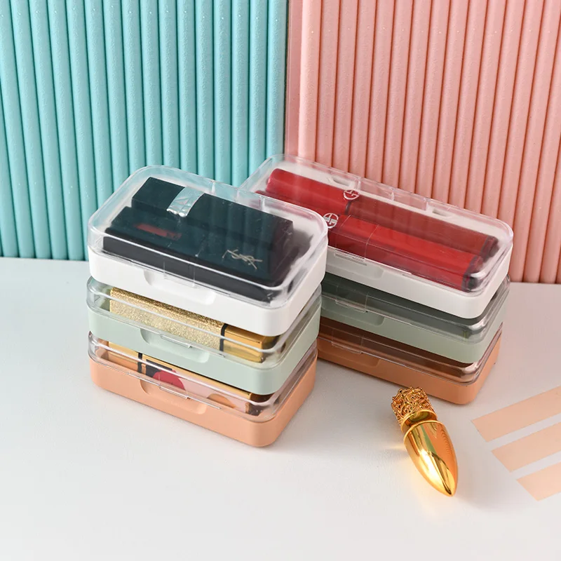 

New Multi Two Compartment Lipstick Storage Box With Mirror Portable Makeup Lipstick Box