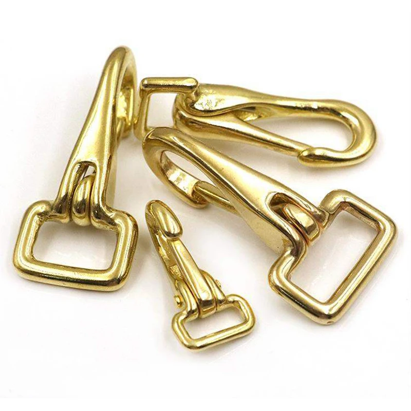 

1pcs Solid Brass Halter Snap Hook Bag Clasp Dog Collar Pet Leash Rope Strap Webbing Clip Leather Accessory