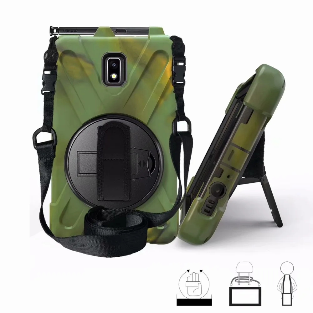 Многоцветный Чехол для Samsung Galaxy Tab Active 2 T390 SM-T395 360 поворотная ручка с ремешком на шею противоударный защитный чехол+ ручка - Цвет: Многоцветный