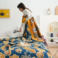 bed cover sofa leisure blanket adult travel blanket high quality cotton flower print large size bed nap blanket