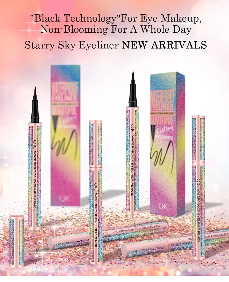 QIC Black Starry Sky Eye Liner Pencil Long Lasting Waterproof Eyeliner Pen Smudge-Proof Cosmetic Beauty Makeup Liquid |
