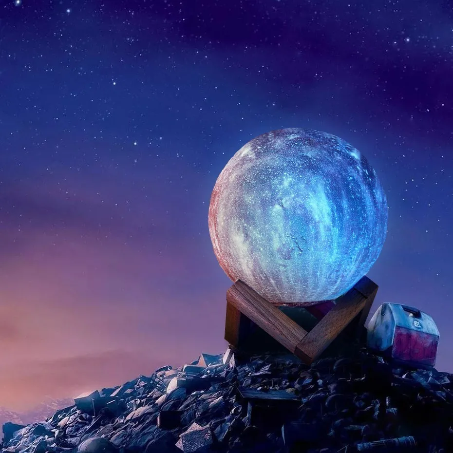 3D принт Луна ночной Светильник СВЕТОДИОДНЫЙ PLA Galaxy Moon лампа красочный сенсорный