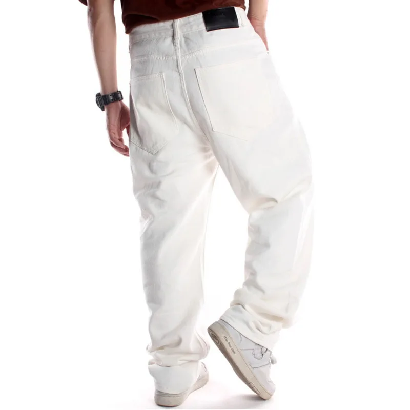 

White Demin Pants Baggy Jeans Man Loose Hip Hop Skateboard Denim Pants Hip Hop Rap Male Black Trouses Tall Man Big Size 30-46