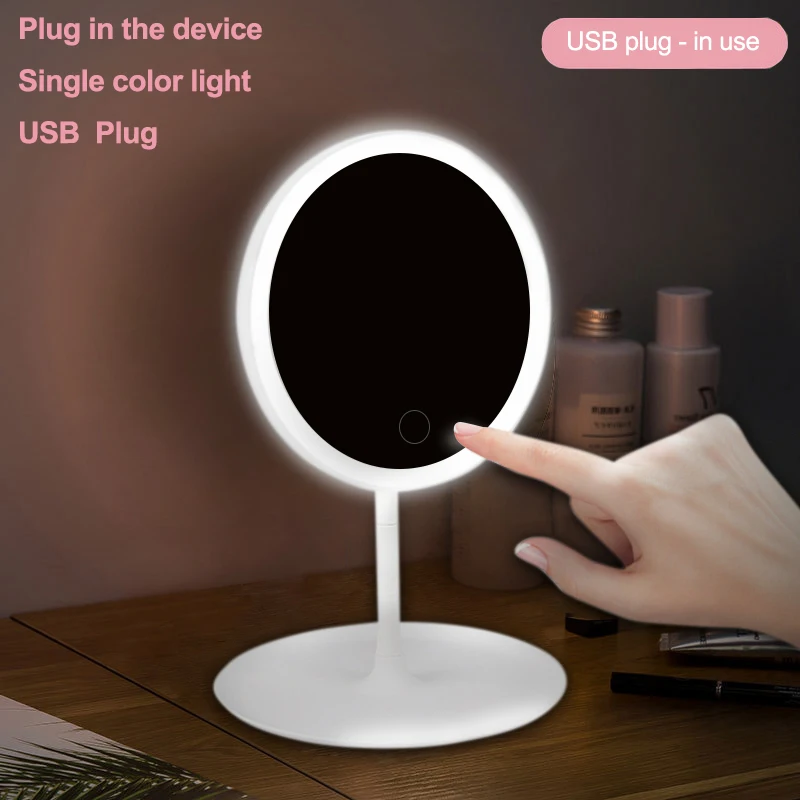 Зеркало для макияжа, Led, сенсорный экран, зеркало, стоячие зеркала, настольные зеркала, косметическое зеркало с подсветкой, макияж, Miroir - Цвет: Single light Plug 01