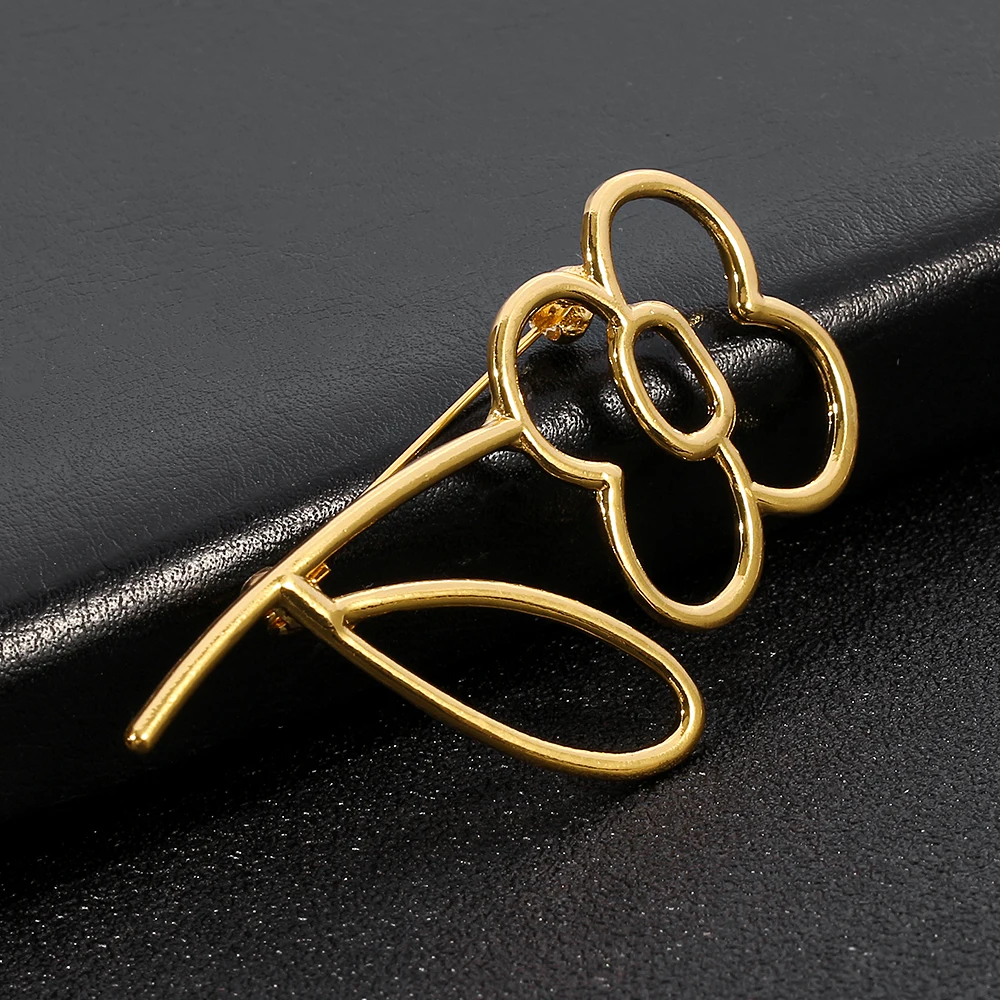 Золотистая брошь из сплава с полыми цветами ювелирные изделия корейский