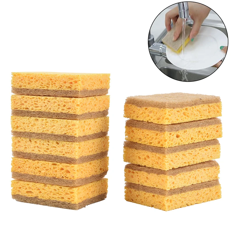 

1Pc Non Scratch Compostable 2-Sided Sponges Natural Plant Based Scrub Sponge Pad Palm Fiber Dishwashing Kitchen Scrubber