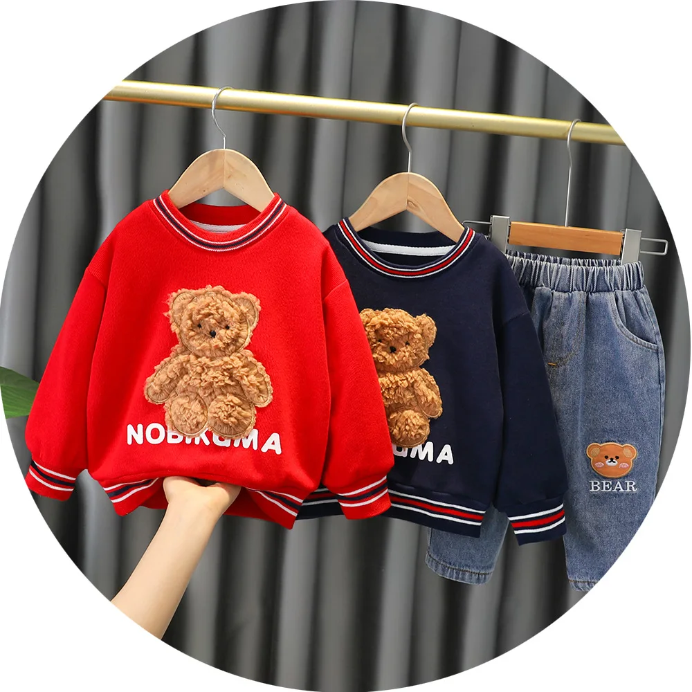 Модная одежда для младенцев осенне-зимний костюм маленьких девочек с мультяшным