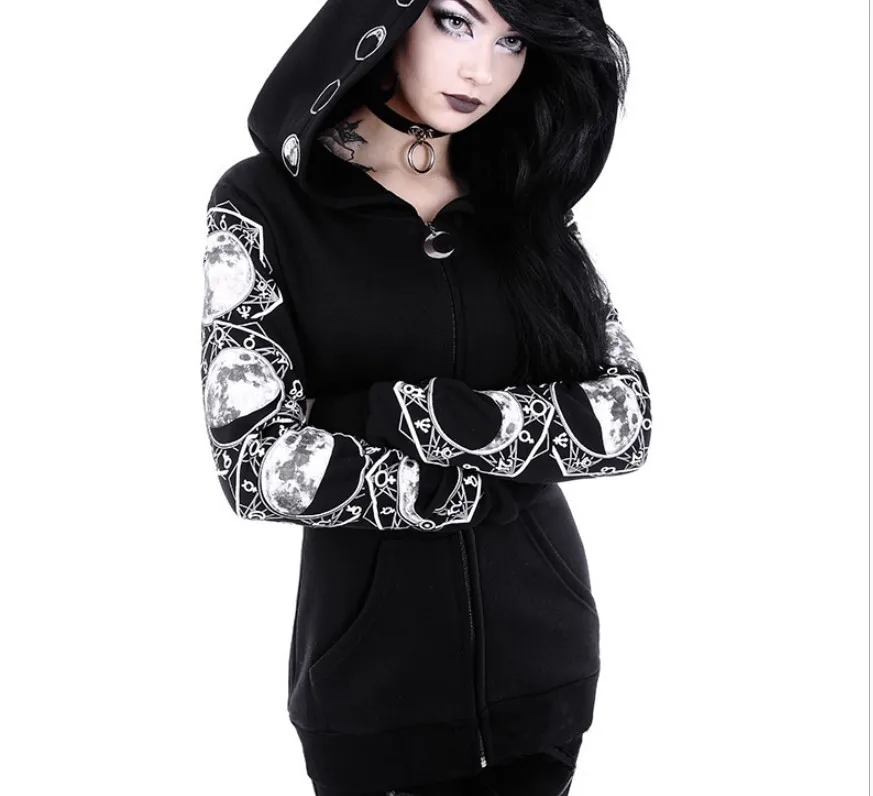 Модное женское пальто для косплея куртка с капюшоном худи в готическом стиле