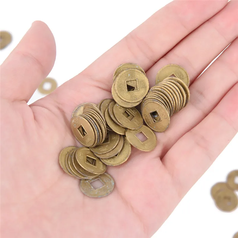 

100Pcs Chinese Ancient Feng Shui Lucky Coin Dragon And Phoenix Antique Wealth Money Good Fortune Home Car Decoration 10mm