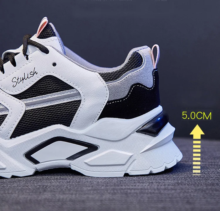 

2021 Spring Women Sneakers Trend Breathable Air Mesh Patchwork Girl Chunky Striped Casual Sport Shoes Fashion Trainers 2 Colors