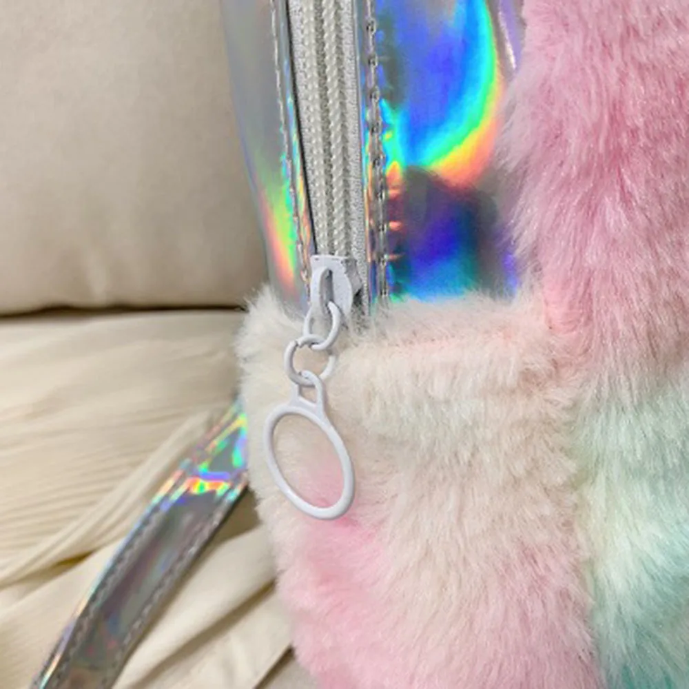 

1pcs Soft Fashion Cute Travel Bags School Bag Cartoon Rainbow Plush Girls Backbag Unicorn Backpack Traveling Bag Out Play Bag