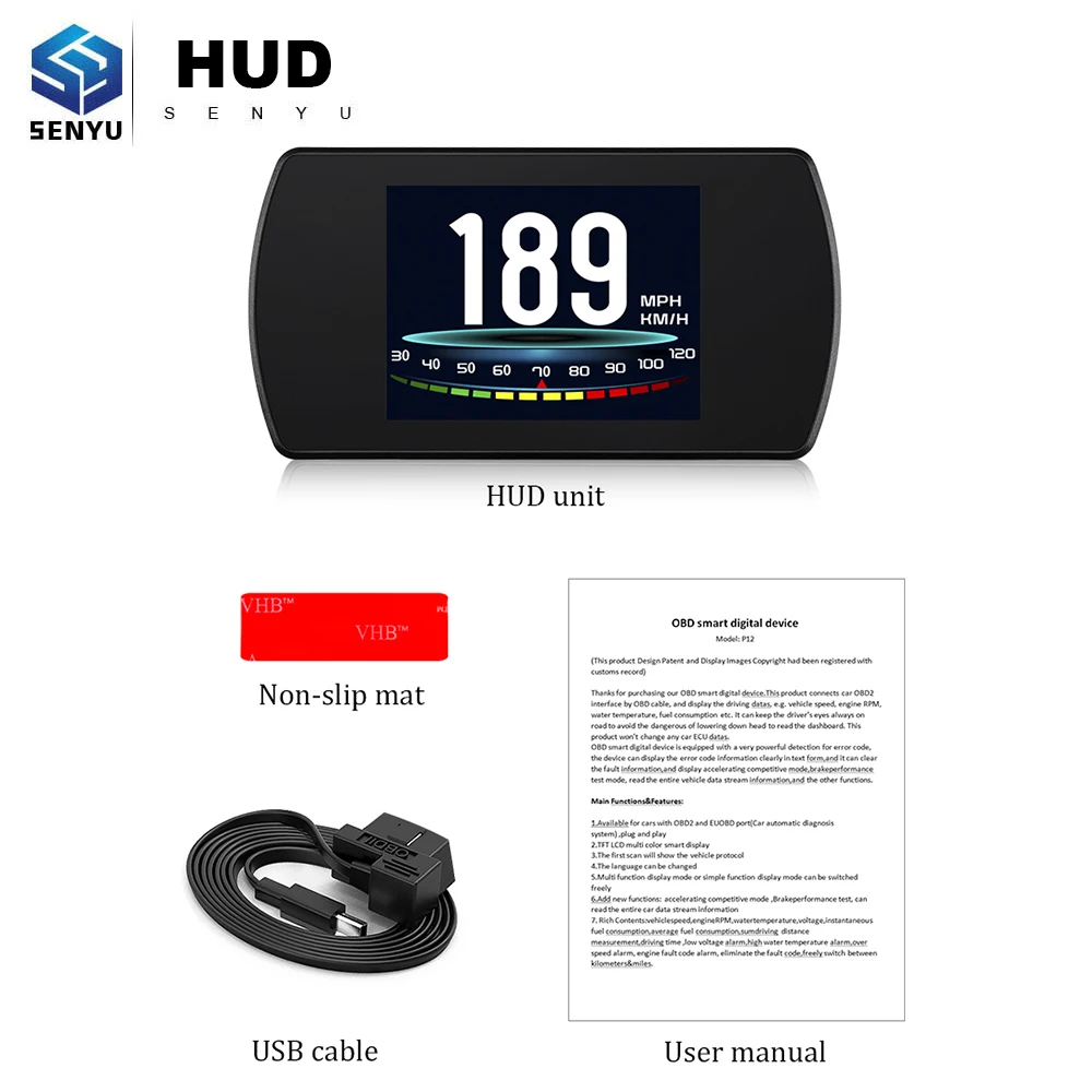 HUD голова манекена вверх дисплей P12 Автомобильный gps HUD P12 OBD OBD2 диагностический инструмент проектор Цифровой скорость метр автомобиля скорость охранной сигнализации
