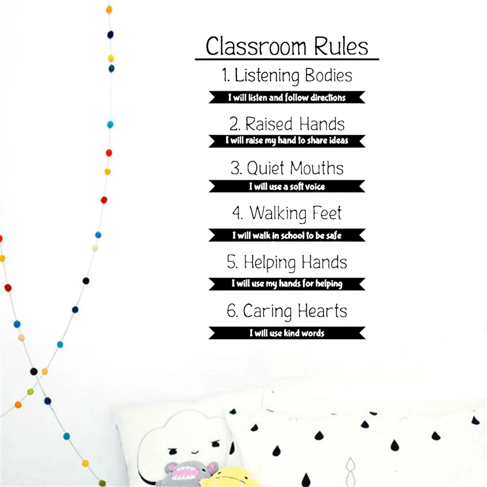 

School Rules Wall Stickers Home Decor Study Wall Decal For Classroom Regulation Waterproof Classroom Vinyl Decals RU413
