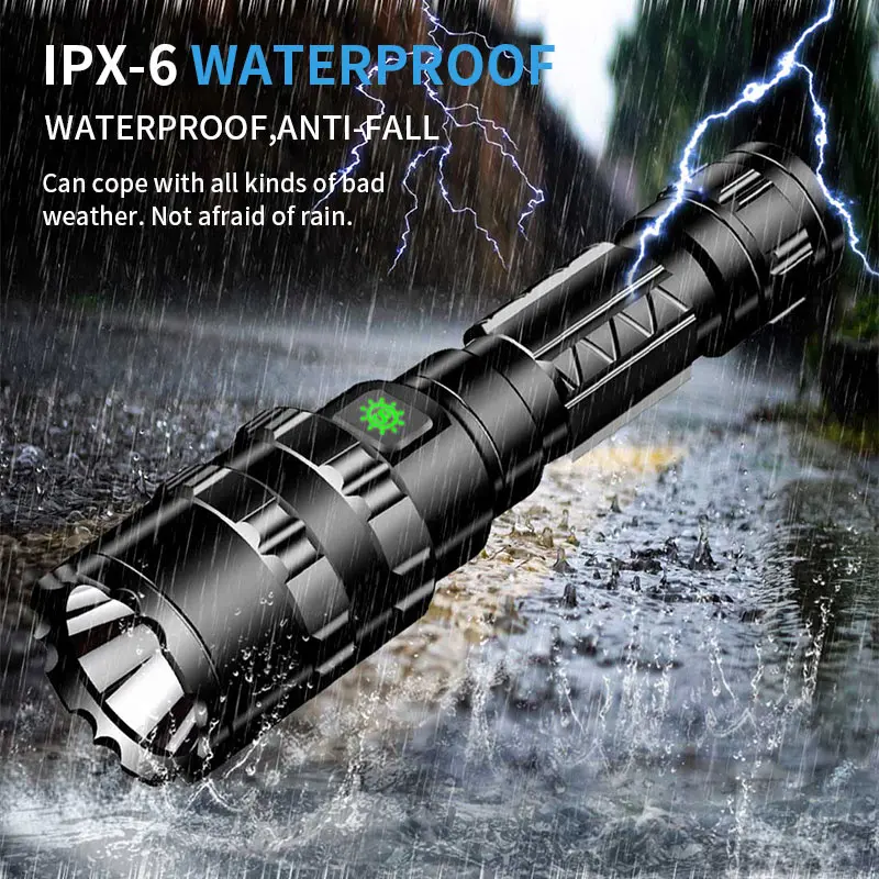 

Waterproof Usb Flashlight Tactical Flashlight 1600 Lumen Outdoor Hunting Weapon Light For Camping Hiking Fishing Cycling Hunting