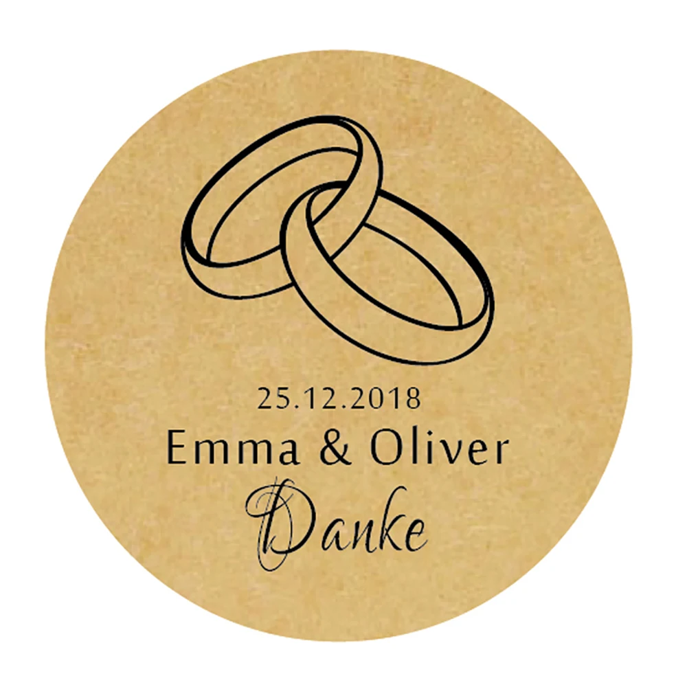 

DouxArt 100 Pieces Custom Personalized, Wedding Rings Danke Favors Stickers, 40mm Wedding Decoration Party Labels Seals P152