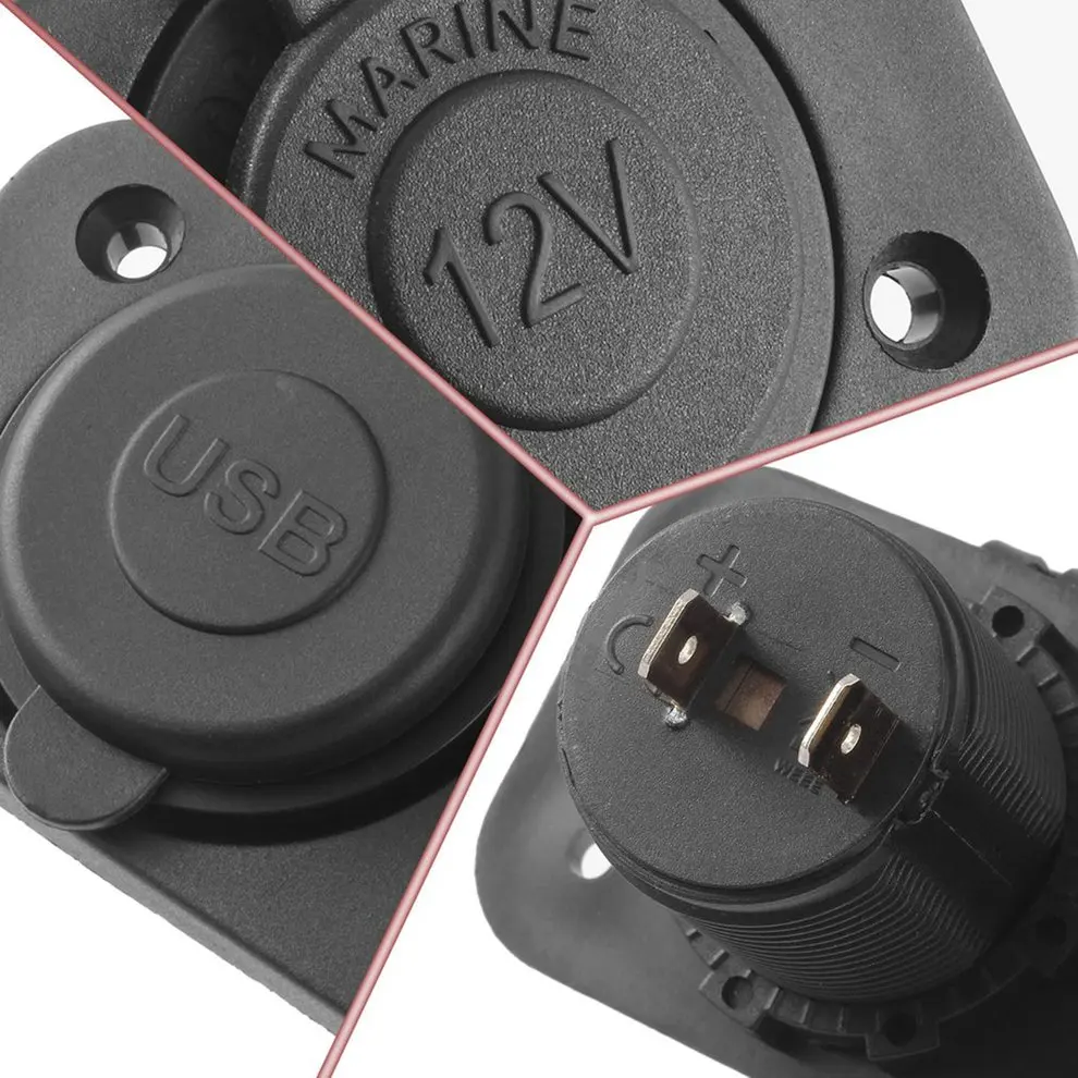 

DC 12V/24V Blue LED Digital Dual USB Car Charger Adapter Voltmeter Cigarette Lighter 12V Socket 3 Hole Panel Car Boat Marine