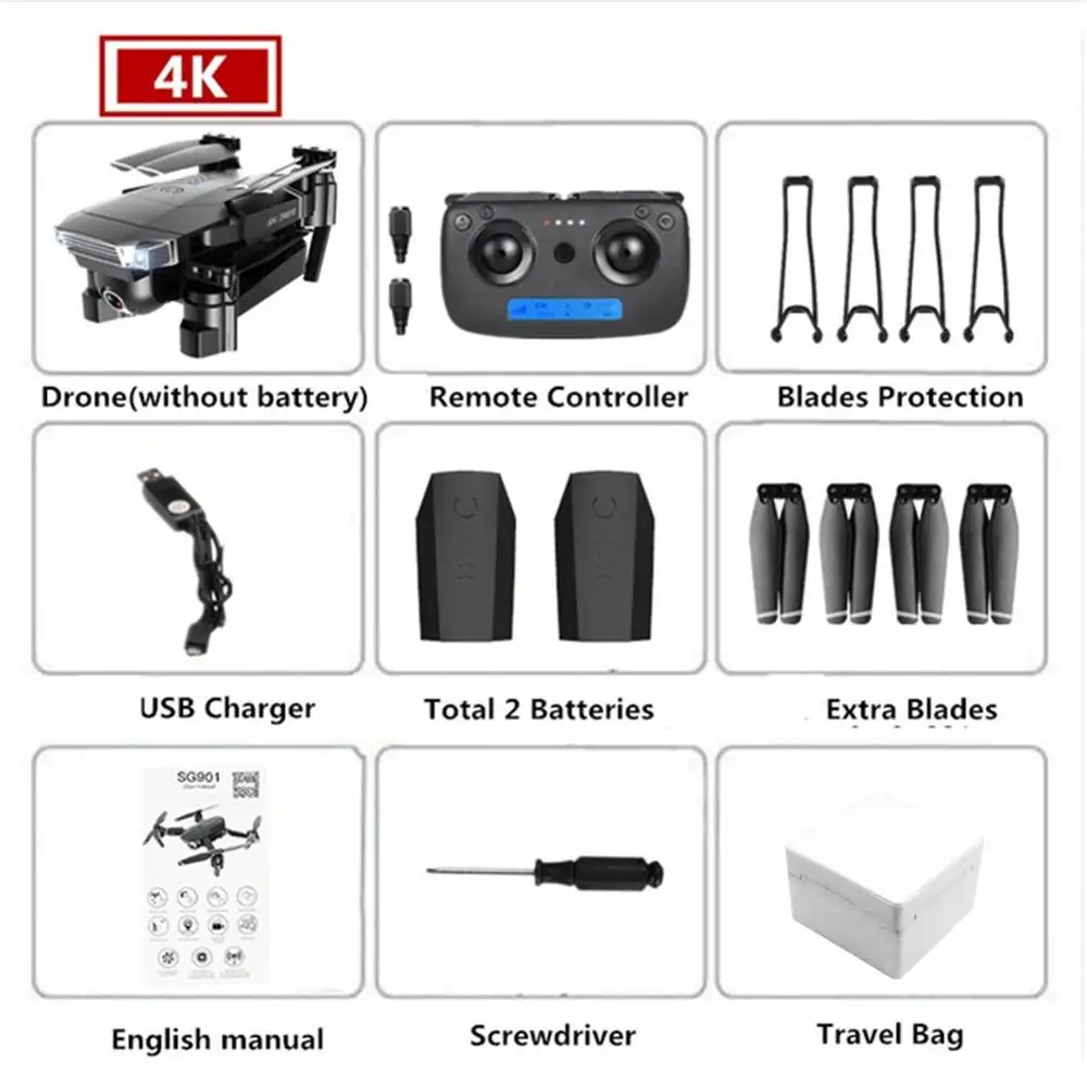 4K 2B Box ZLL SG901 камера Дрон 4K HD Двойная камера дроны Квадрокоптер FPV Профессиональные с GPS долгий срок службы батареи - Цвет: 4K 2B Box